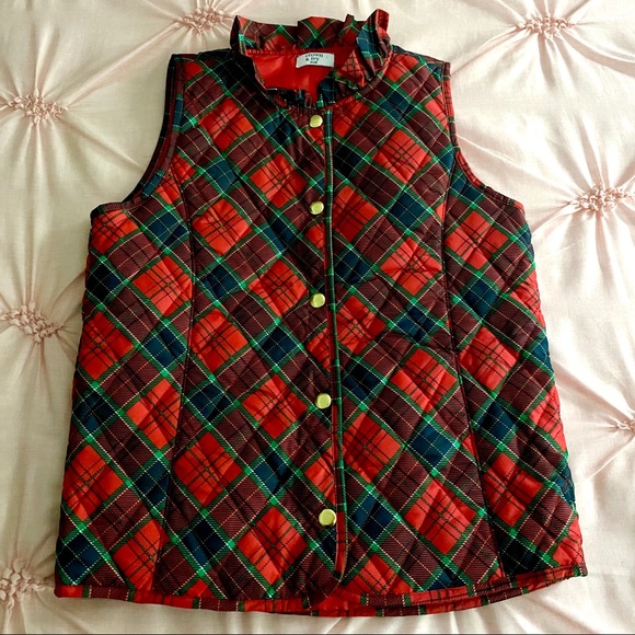 Crown & Ivy Kids Quilted Plaid Vest | Girls Size L - Picture 2 of 3